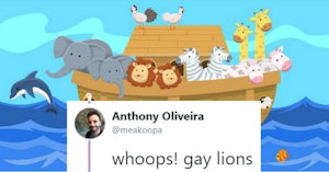Children's Noah's Ark depiction with gay lions