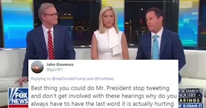 Fox and Friends hosts with tweet begging Trump to stop tweeting