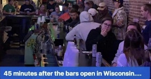 Packed Wisconsin bar after the state coronavirus lockdown was lifted