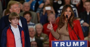Melania Trump speaking at a campaign event for her husband in 2015