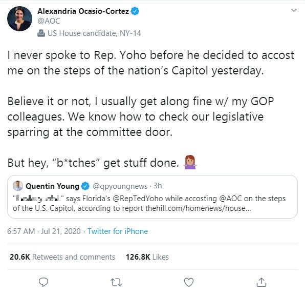 AOC's response to the article about Ted Yoho cussing her out