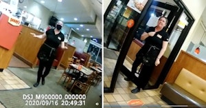 Denny's waitress being filmed by anti-maskers as she quits her job