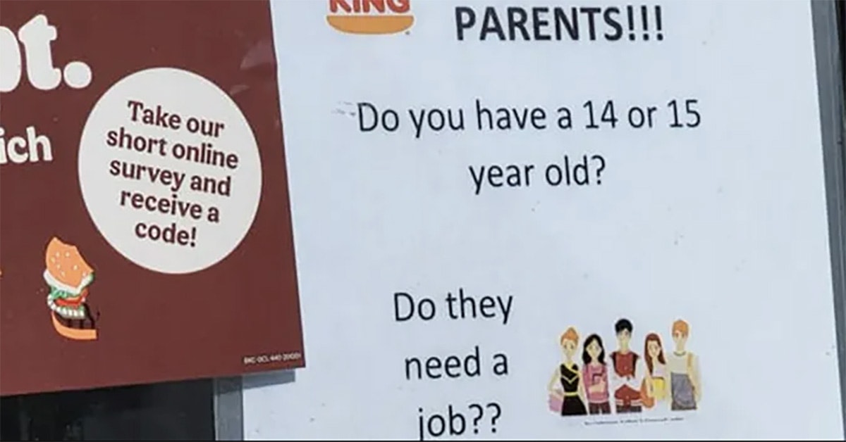 burger king hiring 15 year olds