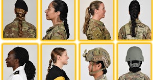 Female Army soldiers demonstrating various ponytail and braid styles now allowed
