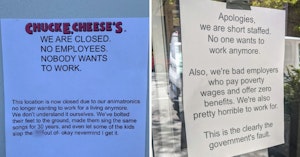 Business signs making fun of the ones who say there's a staffing shortage because "no one wants to work anymore"