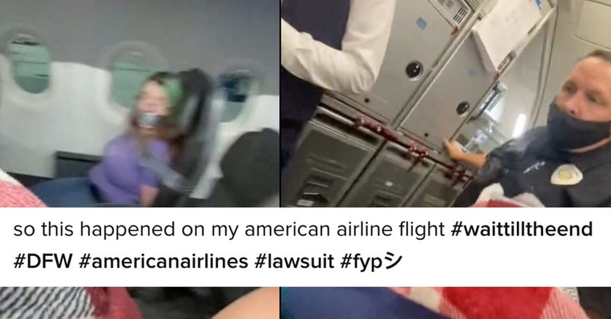 airline passenger duct taped to seat 2021