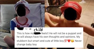 Mom Posts How Her Son Is ‘Not A Puppet’ After Putting Him In Trump 2024 Hat