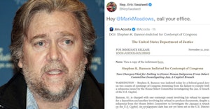Steve Bannon and Eric Swalwell tweet pinging Mark Meadows over his contempt charges