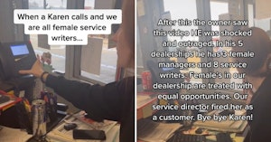TikTok video at a car dealership with a woman dealing with a sexist customer