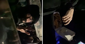Uber Eats driver in a car with allegedly stolen food