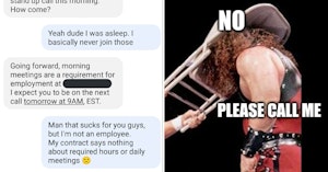 People Applaud Freelancer’s Texts To Manager Trying To Force Him Onto Work Call
