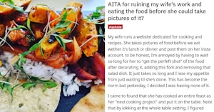 Instagram photo of a vegan taco and AITA entry