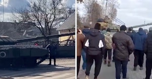 ukrainians stop russian tanks