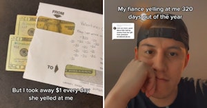TikTok videos showing an envelope of money and user looking sad