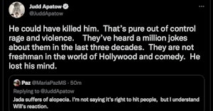 Deleted Judd Apatow tweet claiming that Will Smith could have killed Chris Rock with his Oscars slap