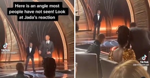 TikTok video showing the view from behind Jada Pinkett Smith right after Will Smith slapped Chris Rock at the 2022 Oscars