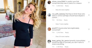 Britney Spears posing for an Instagram photo and comments suggesting she should be in a conservatorship again