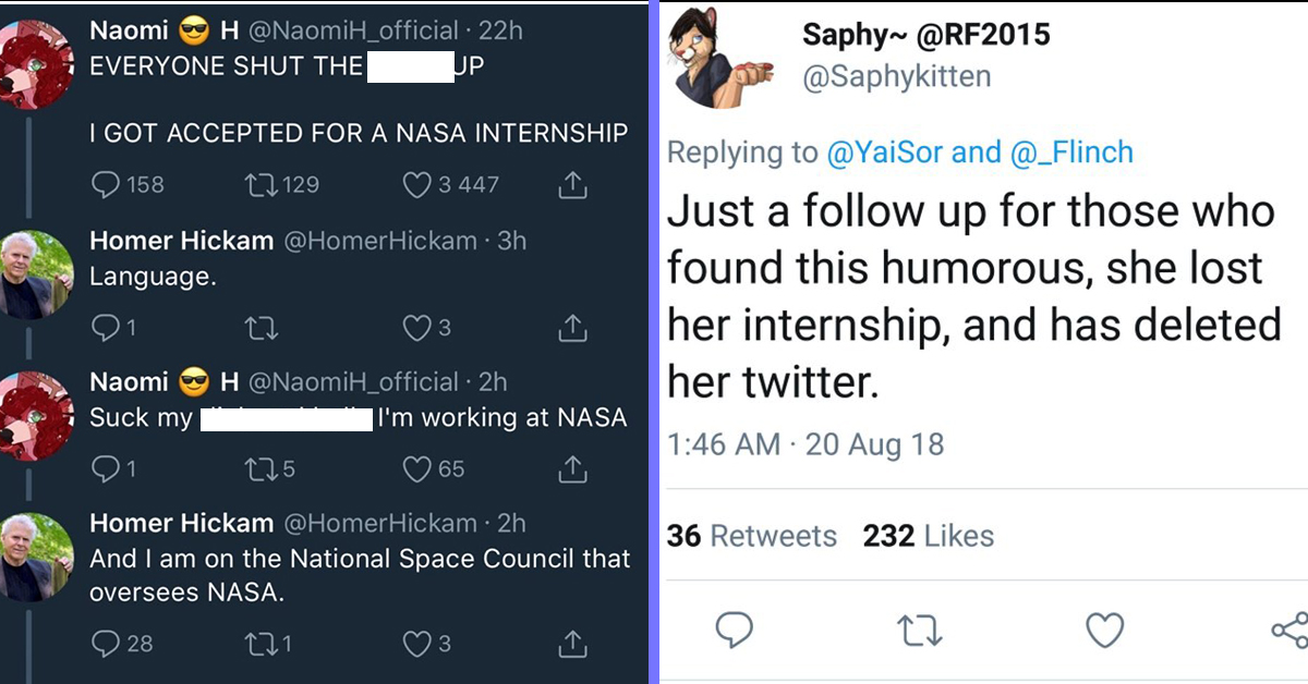 girl lost nasa internship