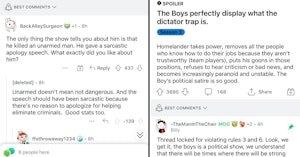 Reddit threads arguing over TV series "The Boys"