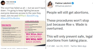 Tina Snow and Padma Lakshmi tweets on the overturning of Roe v. Wade